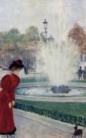 Jean Beraud - Parisienne Au Rond Point Des Champs Elysees